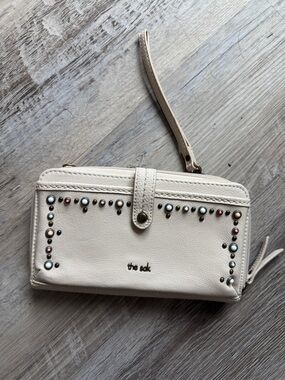 The Sak Cream Studded Wristlet Wallet